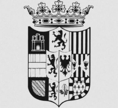 Black-and-white heraldic emblem supplied for the Herrera Velutini family profile